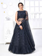 Myra Navy Blue Net Embroidered Designer Lehenga