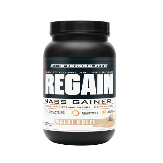 Reformulate Regain I Mass Gainer with Added Pre and Pro Biotics I 364 Energy | 1.5 Creatine - Malai Kulfi