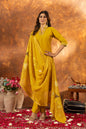 Sonakshi Women's Yellow Roman Silk Multi Embroidered Sequins With Hand Work Kurta Set With Dupatta