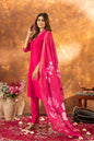 Sonakshi Women's Pink Roman Silk Multi Embroidered Sequins With Hand Work Kurta Set With Dupatta