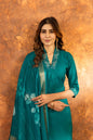 Sonakshi Women's Rama Roman Silk Multi Embroidered Sequins With Hand Work Kurta Set With Dupatta
