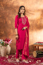 Sonakshi Women's Pink Roman Silk Multi Embroidered Sequins With Hand Work Kurta Set With Dupatta