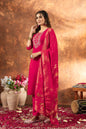 Sonakshi Women's Pink Roman Silk Multi Embroidered Sequins With Hand Work Kurta Set With Dupatta