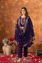 Sonakshi Women's Purple Roman Silk Multi Embroidered Sequins With Hand Work Kurta Set With Dupatta