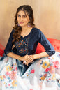 Sonakshi Women's Navy Blue Viscose Mango Silk Multi Embroidered Sequins With Hand Work Kurta Set With Dupatta