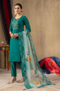 Sonakshi Women's Rama Roman Silk Multi Embroidered Sequins With Hand Work Kurta Set With Dupatta