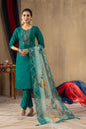 Sonakshi Women's Rama Roman Silk Multi Embroidered Sequins With Hand Work Kurta Set With Dupatta