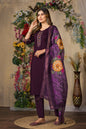 Sonakshi Women's Wine Roman Silk Multi Embroidered Sequins With Hand Work Kurta Set With Dupatta