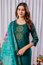 Sonakshi Women's Teal Viscose Silk Multi Embroidered Sequins With Hand Work Kurta Set With Dupatta