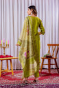 Sonakshi Women's Parrot Green Viscose Silk Multi Embroidered Sequins With Hand Work Kurta Set With Dupatta