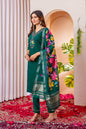 Sonakshi Women's Rama Marina Viscose Silk Multi Embroidered Sequins With Hand Work Kurta Set With Dupatta