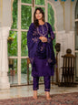Sonakshi Women's Purple Marina Silk Multi Thread Embroidered With Hand Work Kurta Set With Dupatta