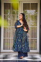 Sonakshi Women's Navy Masleen With Heavy Digital Printed Anarkali Gown Set With Dupatta