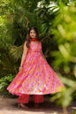 Sonakshi Women's Pink Masleen With Heavy Digital Printed Anarkali Gown Set With Dupatta