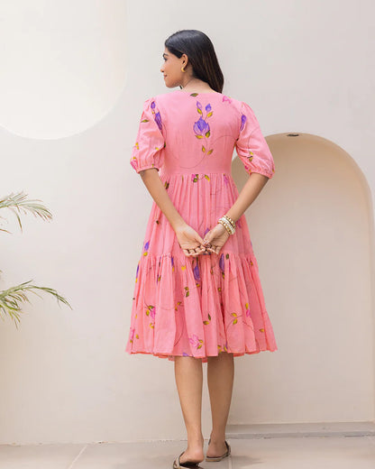 Sonakshi Women's Pink Kota Checks With Heavy Digital Printed Anarkali Gown Set