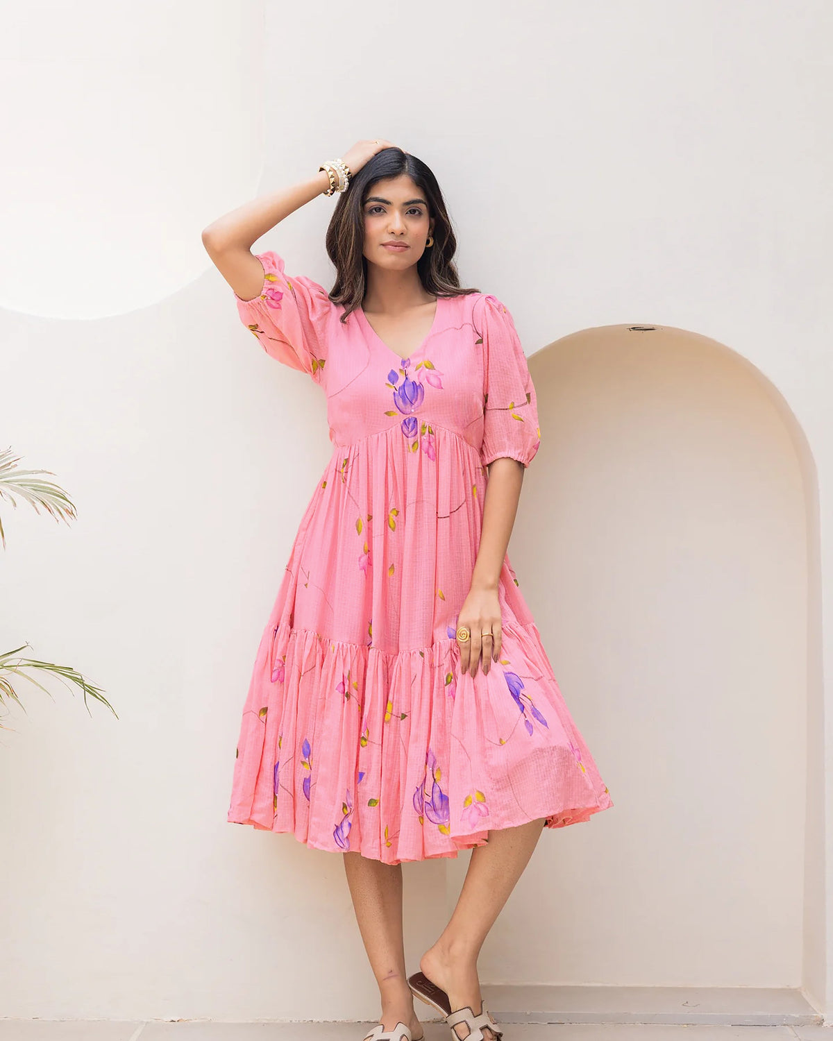 Sonakshi Women's Pink Kota Checks With Heavy Digital Printed Anarkali Gown Set