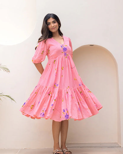 Sonakshi Women's Pink Kota Checks With Heavy Digital Printed Anarkali Gown Set