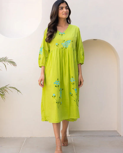 Sonakshi Women's Parrot Kota Checks With Heavy Digital Printed Anarkali Gown Set