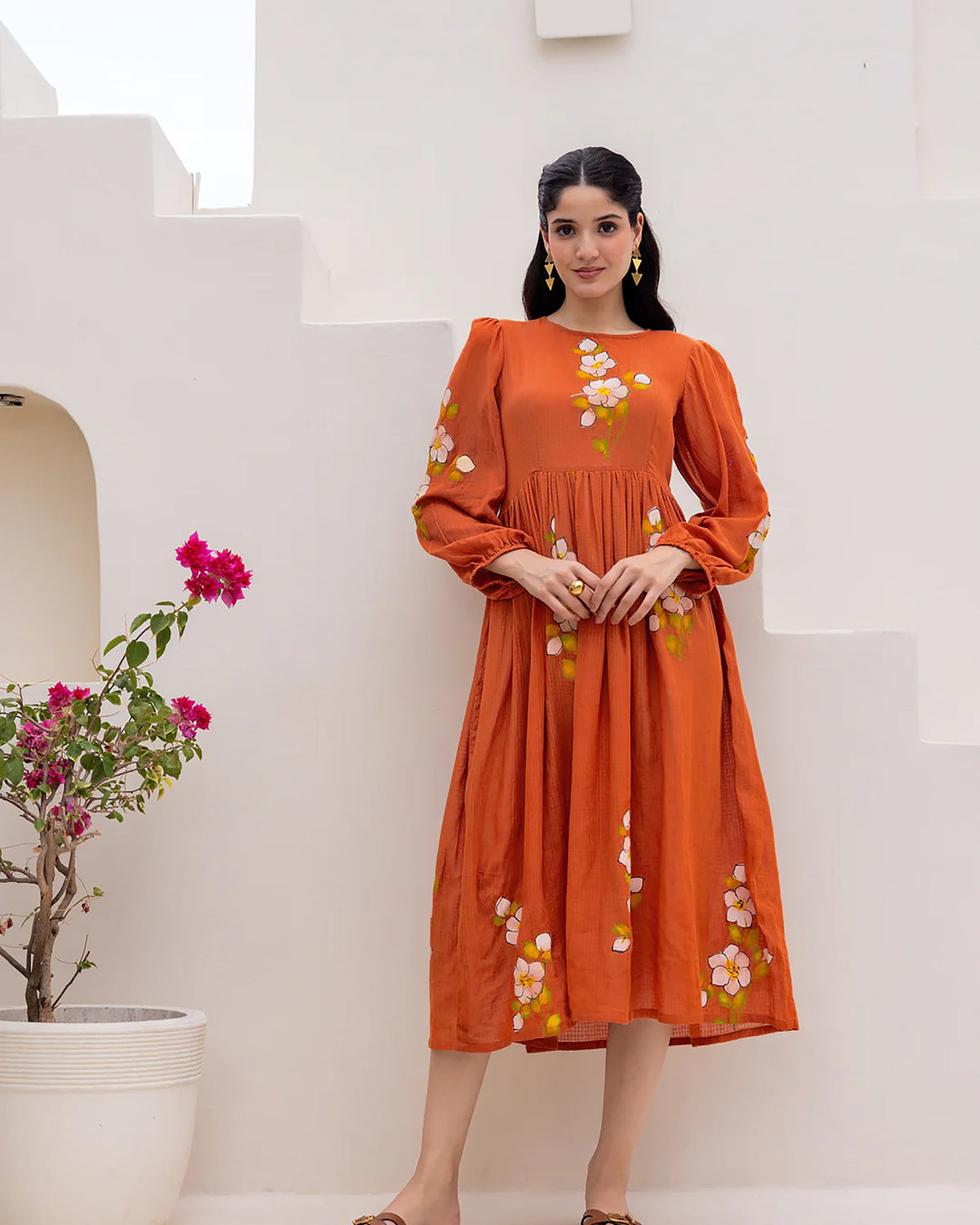 Sonakshi Women's Corel Kota Checks With Heavy Digital Printed Anarkali Gown Set