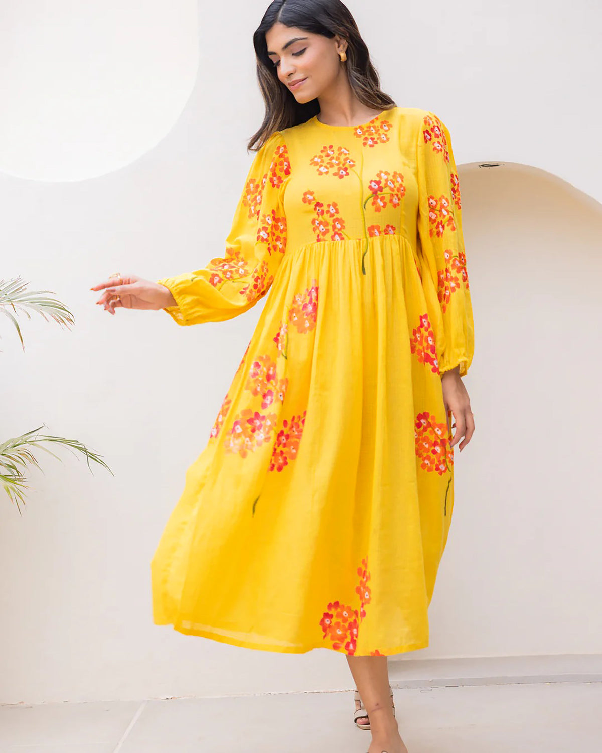 Sonakshi Women's Yellow Kota Checks With Heavy Digital Printed Anarkali Gown Set
