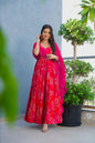 Sonakshi Women's Pink Heavy Rayon With Heavy Digital Printed Anarkali Gown Set With Dupatta
