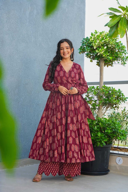 Sonakshi Women's Maroon Heavy Rayon With Heavy Digital Printed Anarkali Gown Set