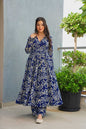 Sonakshi Women's Blue Heavy Rayon With Heavy Digital Printed Anarkali Gown Set