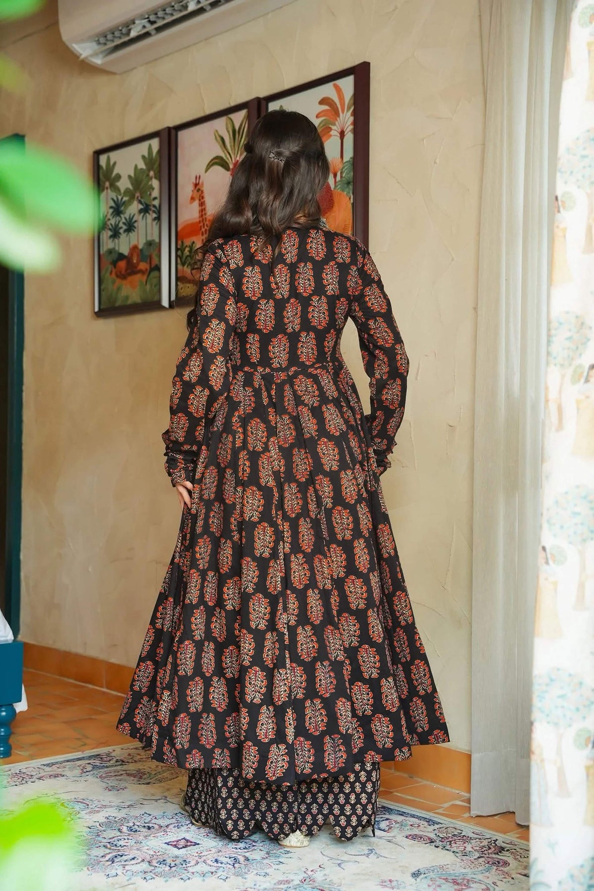 Sonakshi Women's Black Heavy Rayon With Heavy Digital Printed Anarkali Gown Set