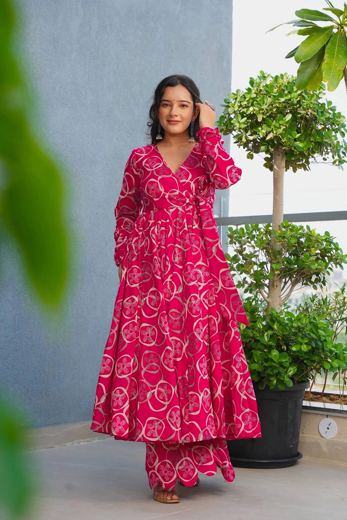 Sonakshi Women's Pink Heavy Rayon With Heavy Digital Printed Anarkali Gown Set