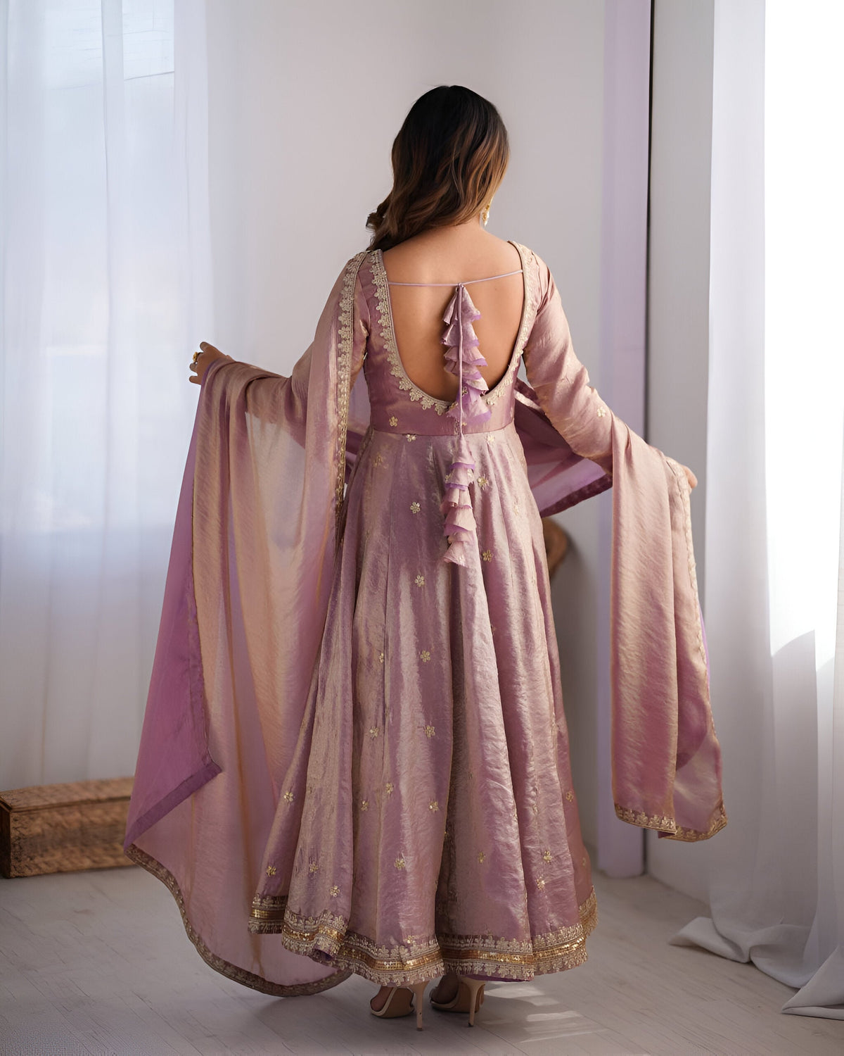 Lehenga Mart Wedding Wear Anarkali Gown With Dupatta - pink