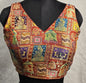 Kia Fashions Rust Jacquard Weave Multi Color Weave Readymade Blouse