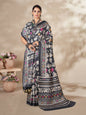 Aayaa Designer Winter Collection Printed Saree With Shawl - Multi Color