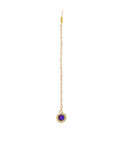 Ruby Raang Blue Meenakari Kundan Maang Tikka