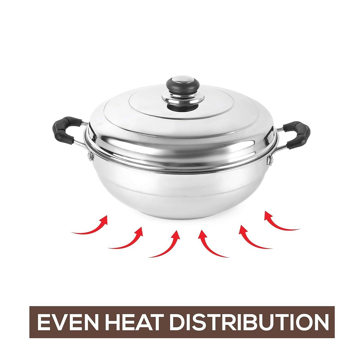 Cello Stainless Steel Induction Base Idli Cooker (Idly Maker) And Multi Kadhai Set of 6