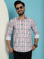 Indian Needle Men's Cotton Blend Checked Casual Shirt - Light-Brown