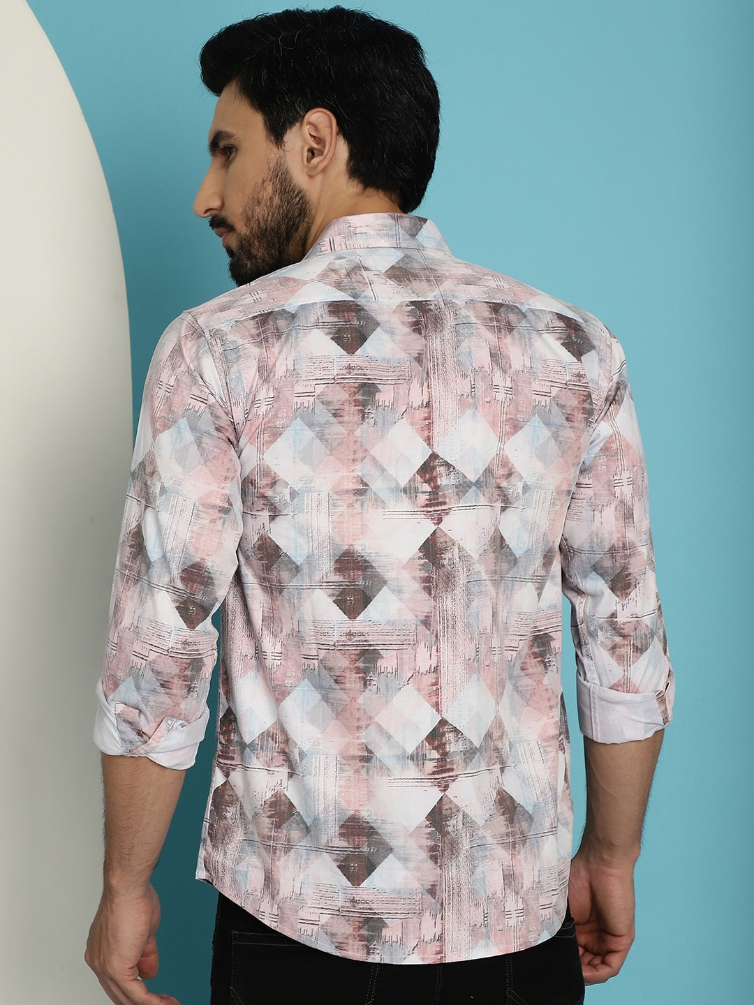 Indian Needle Men's Printed Casual Shirt - Coffee