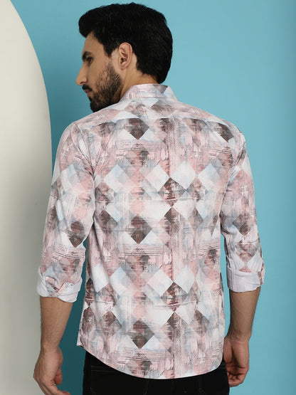 Indian Needle Men's Printed Casual Shirt - Coffee