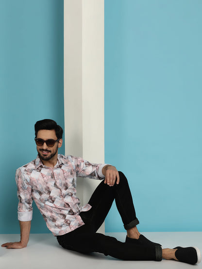Indian Needle Men's Printed Casual Shirt - Coffee