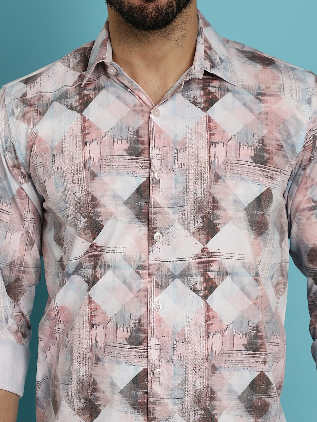 Indian Needle Men's Printed Casual Shirt - Coffee