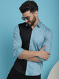 Indian Needle Men's Premium Cotton Satin Casual Shirt - Sky Blue