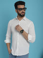 Indian Needle Men's Striped Casual Shirt - White