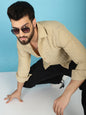 Indian Needle Men's Woven Design Casual Shirt - Beige