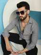 Indian Needle Men's Woven Design Casual Shirt - Light-Grey