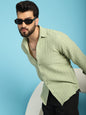 Indian Needle Men's Woven Design Casual Shirt - Pista