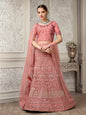 Myra Dusty Pink Net Heavy Embroidered Lehenga Choli