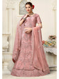 Myra Dusty Pink Net Heavy Embroidered Lehenga Choli