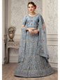 Myra Dusty Grey Net Heavy Embroidered Lehenga Choli