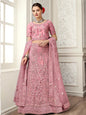 Myra Dusty Pink Net Heavy Embroidered Lehenga Choli