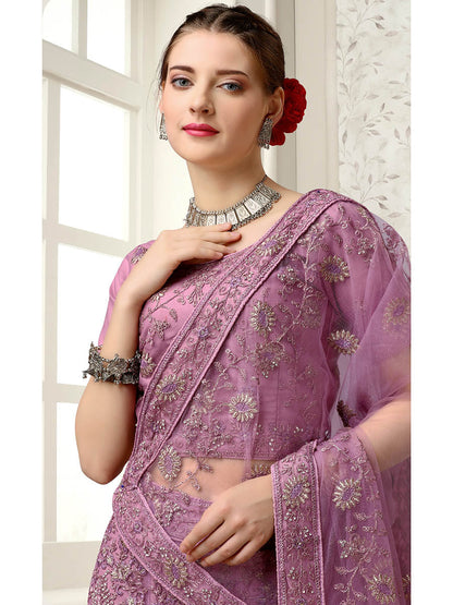 Myra Lilac Net Heavy Embroidered Lehenga Choli