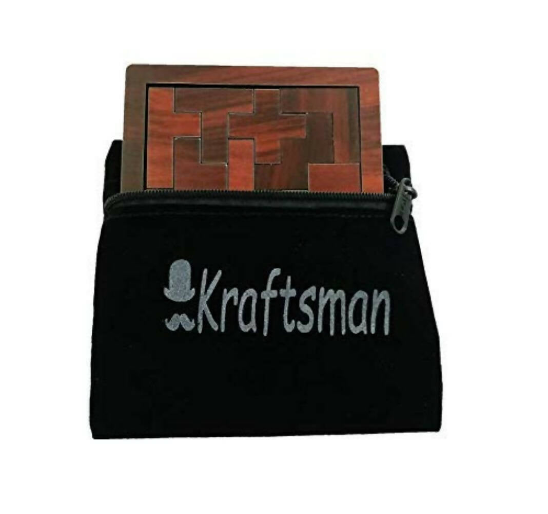 Kraftsman Portable Wooden Hexagon Puzzle | 11 Pieces Puzzle for Kids and Adults | Travel Pouch Included